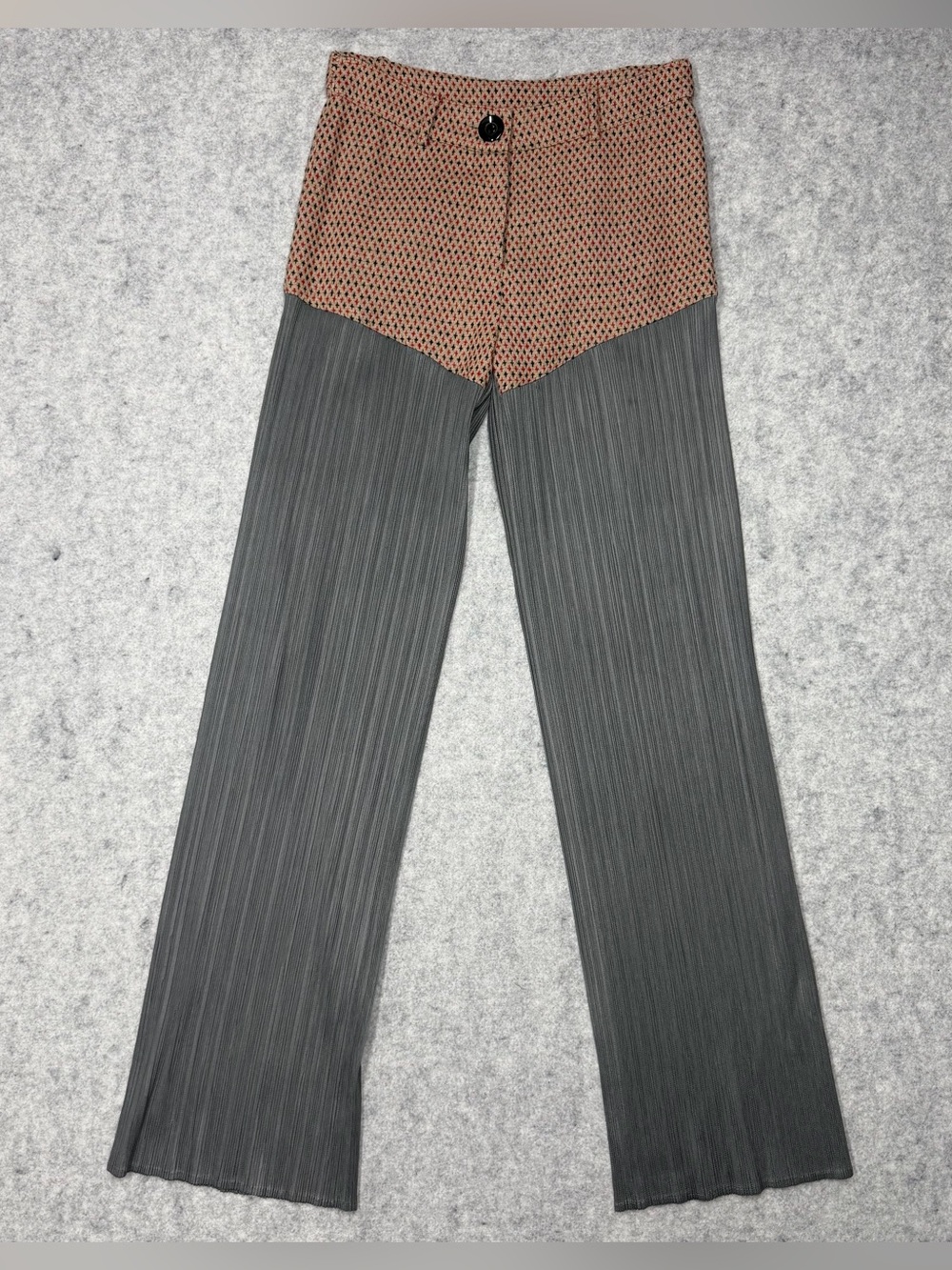 Masaki Matsuka Pleats Colorblock Pants Japanese Designer Micro Plisse Flare Wide